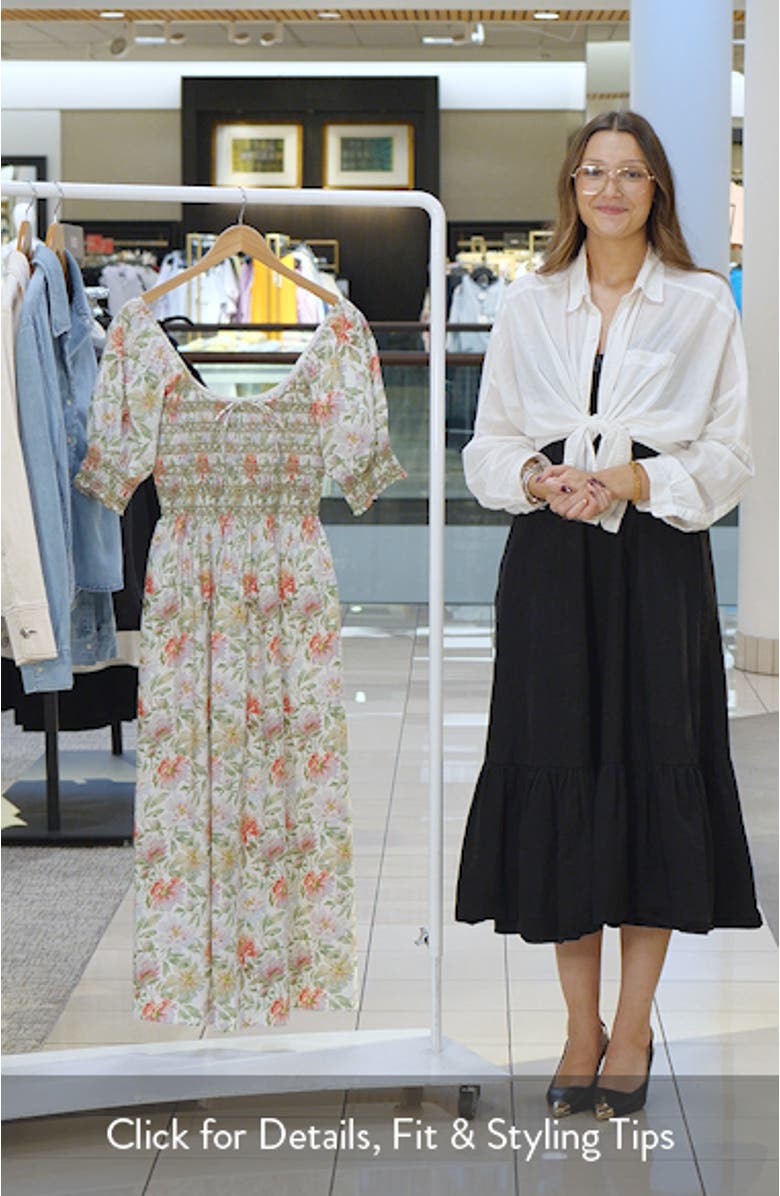 The Madeline Floral Smocked Puff Sleeve Cotton Maxi Dress, sales video thumbnail
