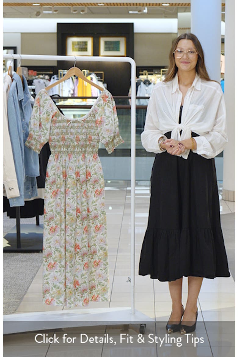 The Madeline Floral Smocked Puff Sleeve Cotton Maxi Dress video