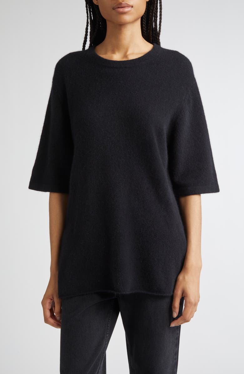 LOULOU DE SAISON Raven Mercerized Wool & Yak Hair Blend Sweater, Main, color, Black