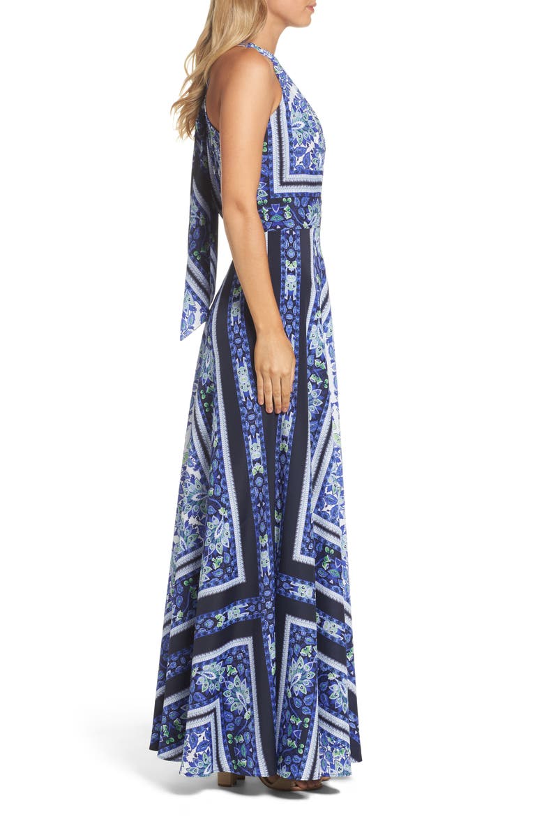 Scarf Print Maxi Dress, Alternate, color, NAVY/ PURPLE