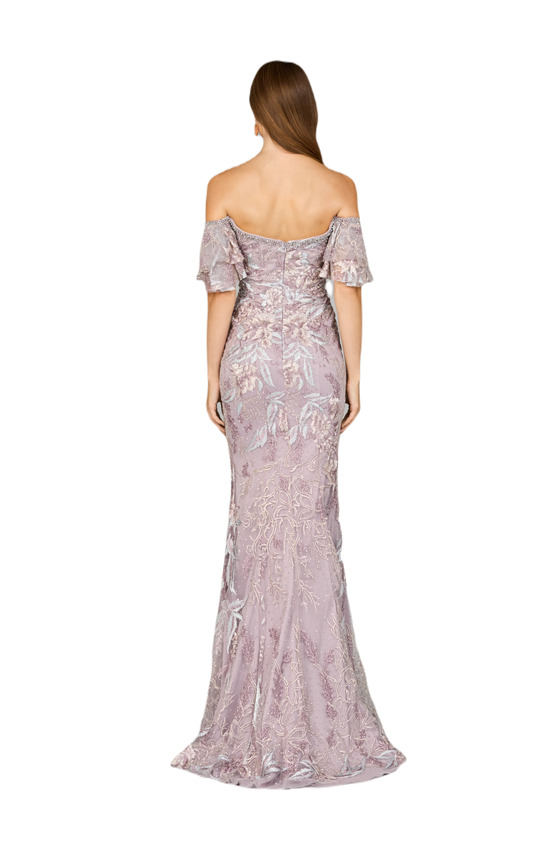 LARA New York Off Shoulder Mermaid Lace Gown, Alternate, color, Dustypurple