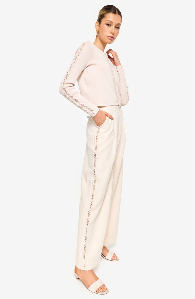 CAMI NYC Lorca Lace Inset Wide Leg Linen & Cotton Pants, Alternate, color, 