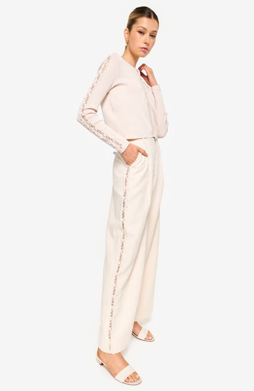Shop Cami Nyc Lorca Lace Inset Wide Leg Linen & Cotton Pants In Bone