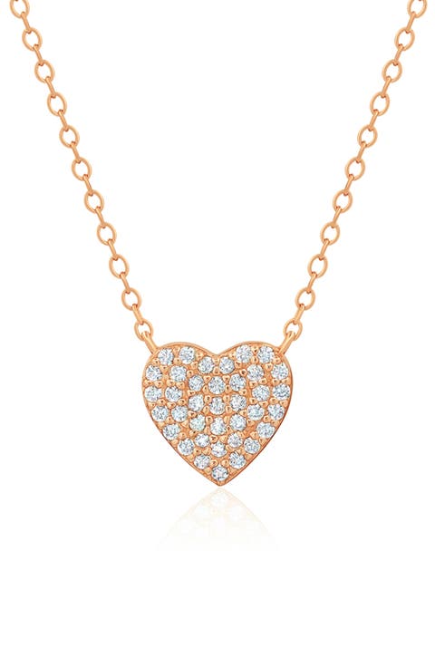 Pavé Cubic Zirconia Heart Pendant Necklace