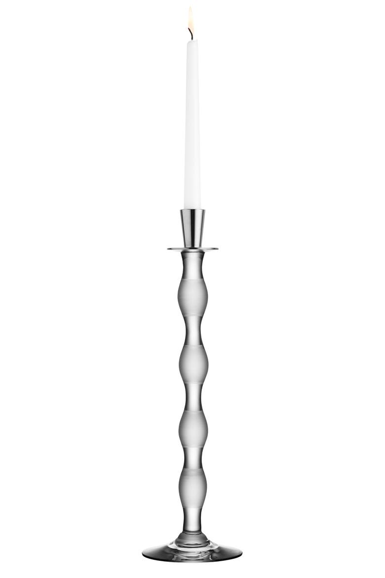 Celeste Stripes Cut Lead Crystal Candlestick, Main, color, CLEAR