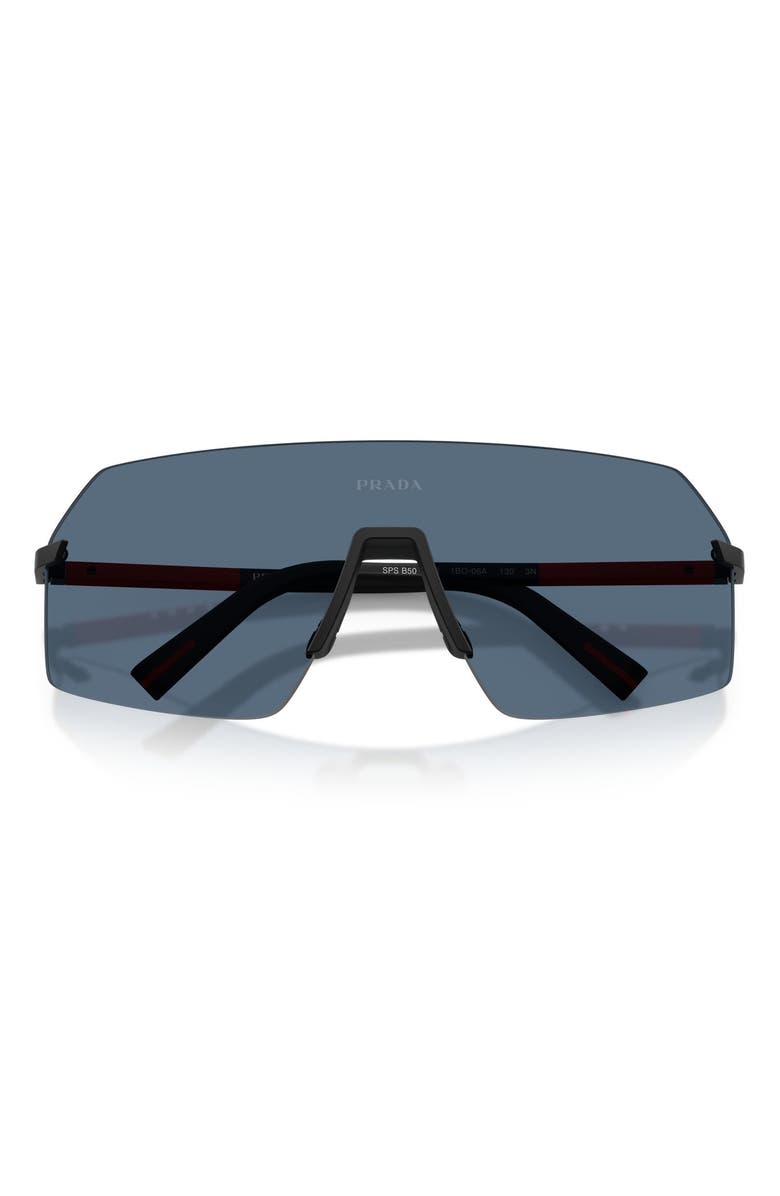 Prada Linea Rossa 136mm Shield Sunglasses, Alternate, color, Black / Dark Blue