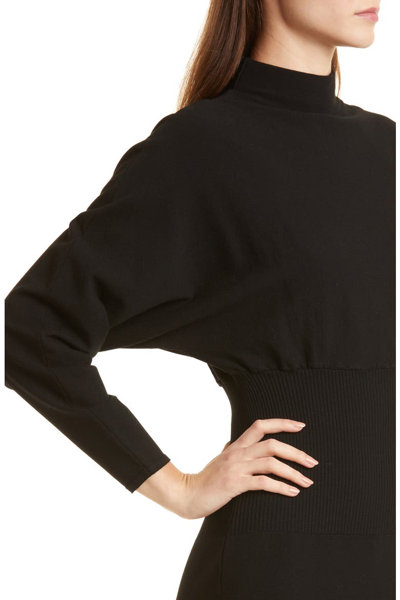 Alice Long Sleeve Cocoon Knit Dress, Alternate, color, BLACK