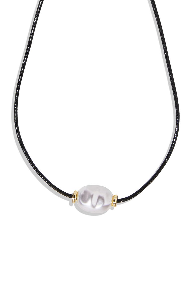 BaubleBar Antonia Faux Pearl Necklace, Main, color, Black