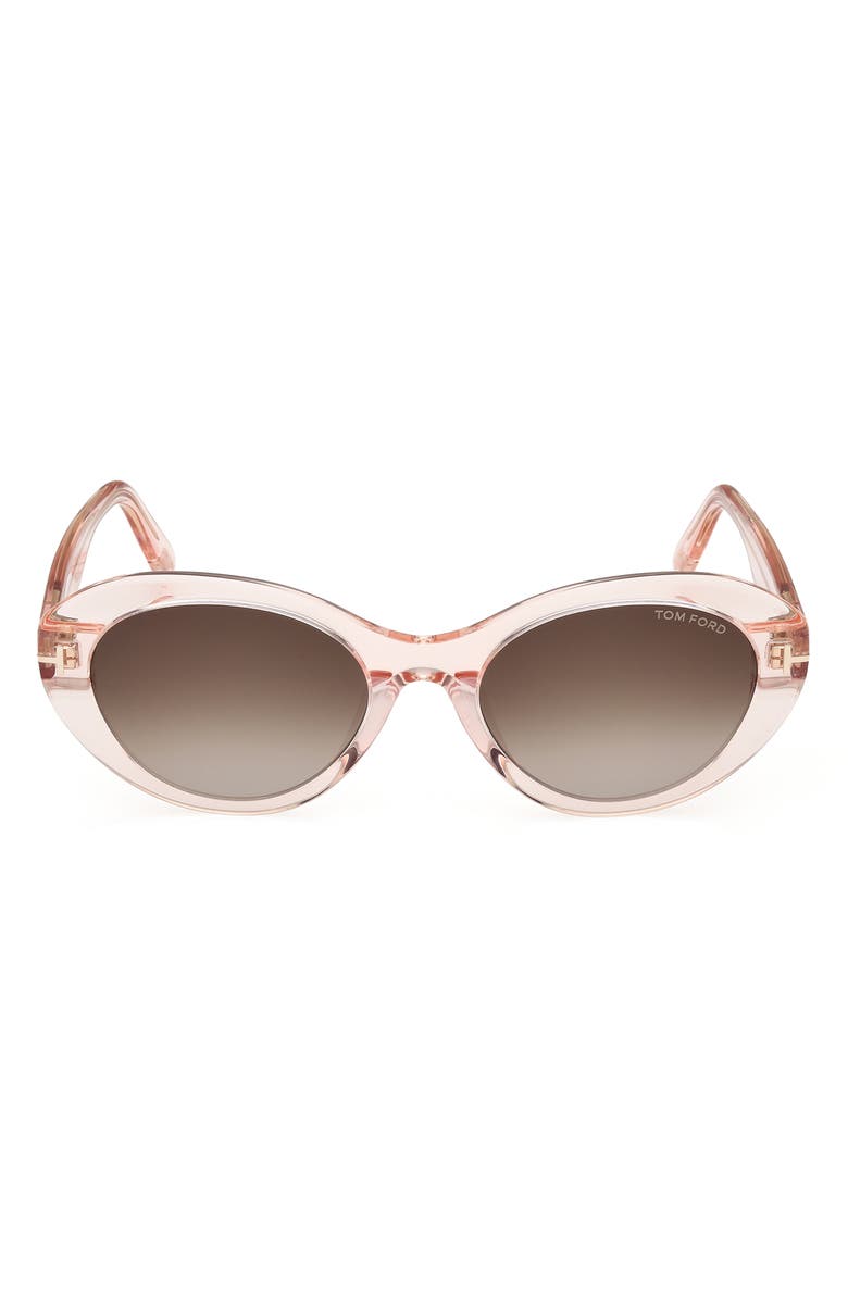 TOM FORD 53mm Oval Sunglasses, Main, color, Shiny Pink / Gradient Brown