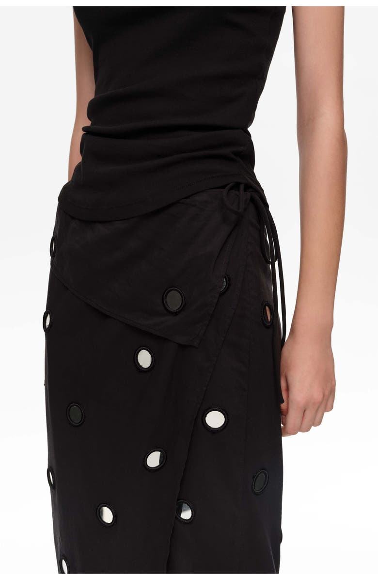 Bimba y Lola Mirrored Sarong Midi Skirt, Alternate, color, Black