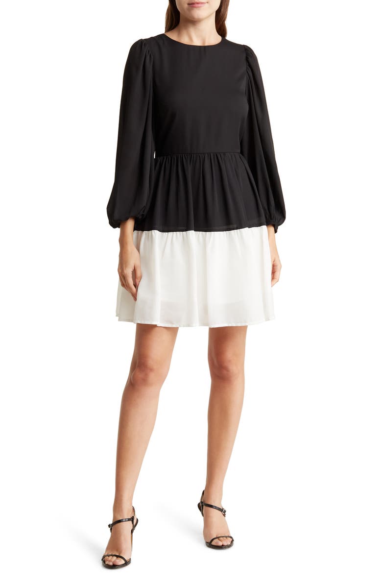 AREA STARS Long Sleeve Tiered Shift Dress, Main, color, 
