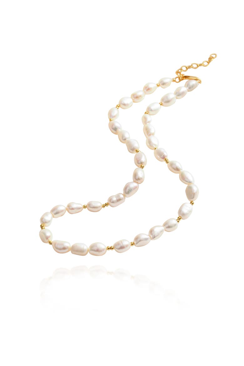 Mera Baroque Freshwater Pearl Beaded Necklace, Main, color, Gold