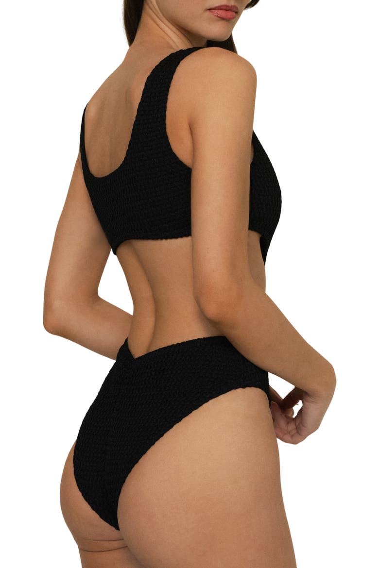 Cutout One-Piece Swimsuit, Alternate, color, BLACK CROCHET