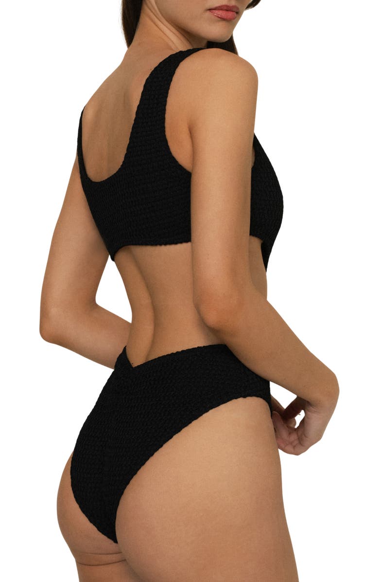 MONTCE Cutout One-Piece Swimsuit, Alternate, color, Black Crochet
