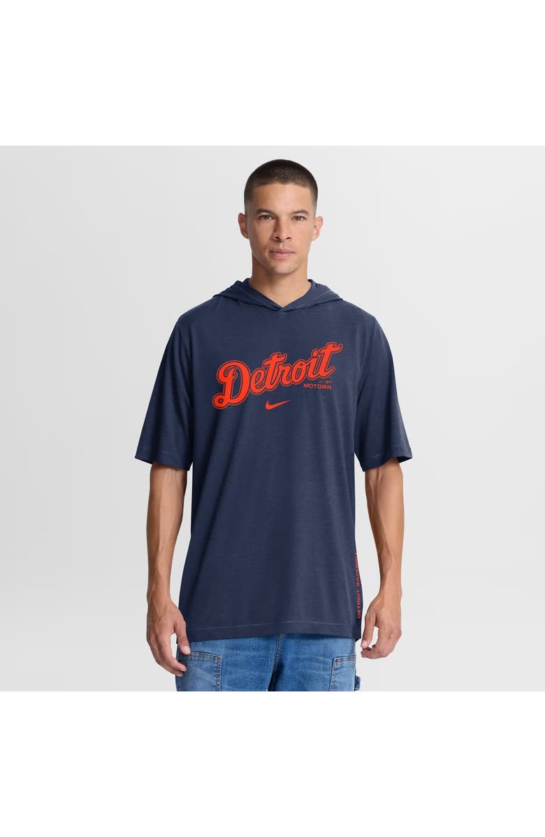 Nike Men's Nike Navy Detroit Tigers Arched Wordmark Tri-Blend Hooded T-Shirt, Main, color, Navy