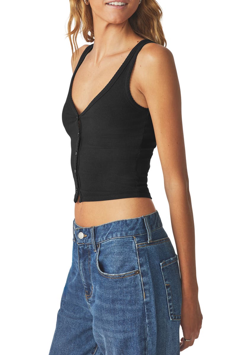 Florence by Mills Rib Button-Up Tank Top, Alternate, color, Black