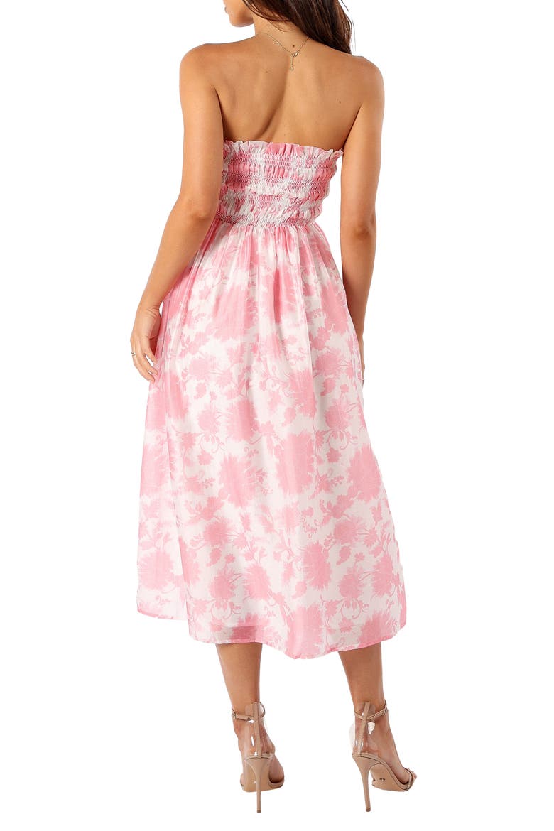 Carter Floral Strapless Midi Dress, Alternate, color, PINK FLORAL