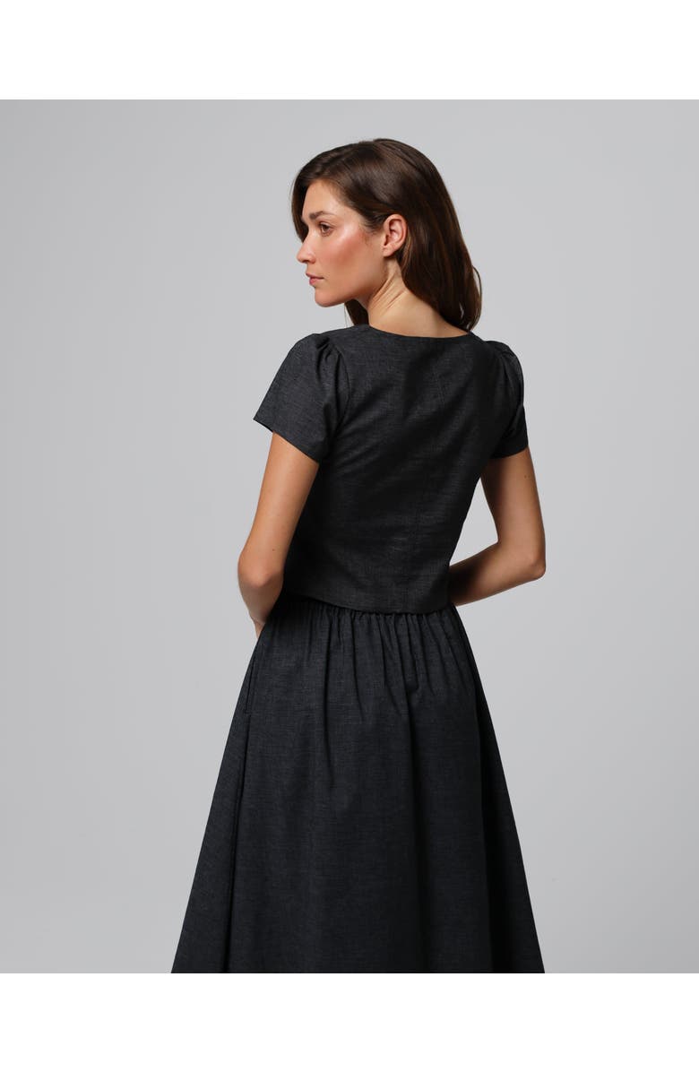 JUANA Hemp Blend Button Front Top, Alternate, color, Washed Black