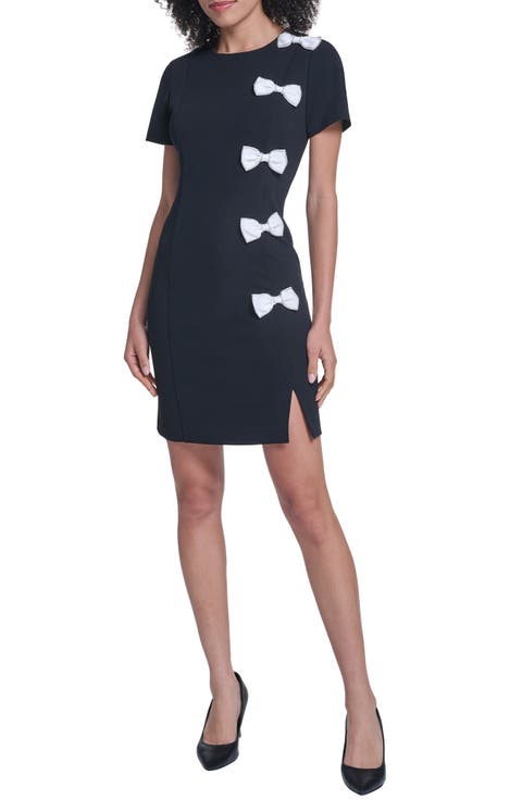 Scuba Rhinestone Bow Sheath Dress