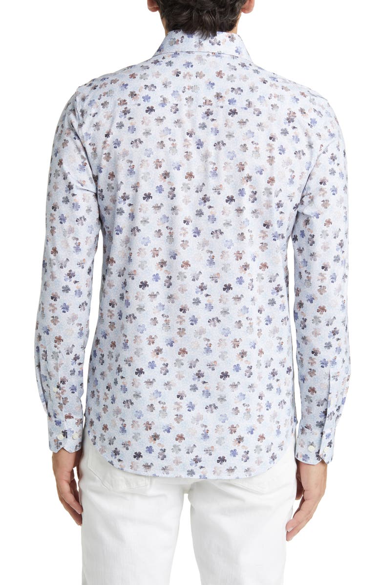 Bugatchi OoohCotton<sup>®</sup> Print Button-Up Shirt, Alternate, color, Classic Blue