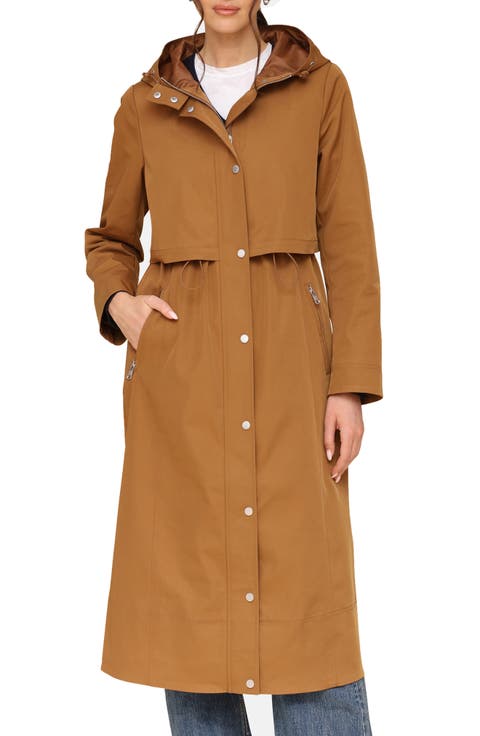 Water Resistant Twill Hooded Longline Coat