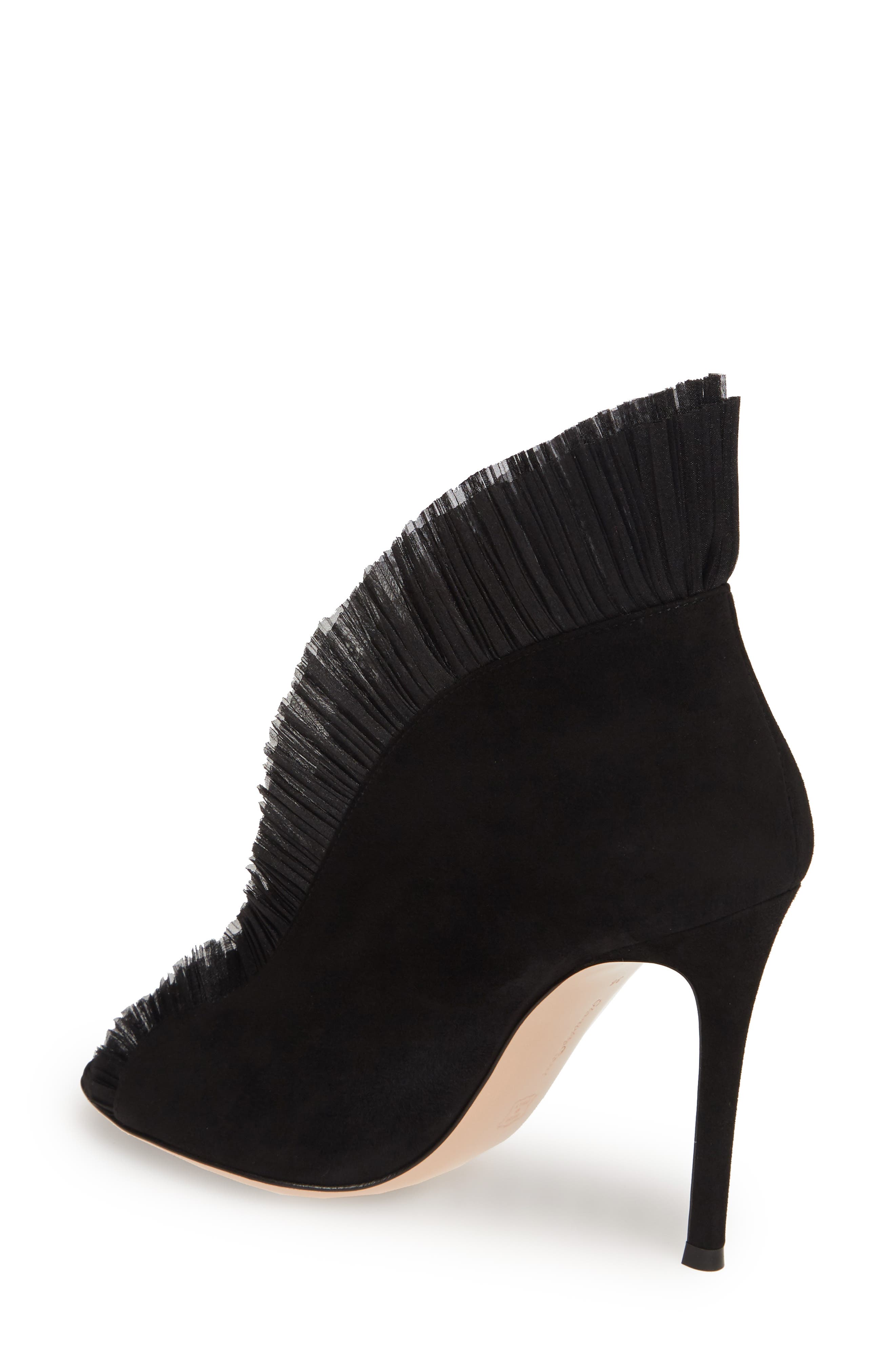 Gianvito Rossi Ruffled Tulle Bootie, Alternate, color, 
