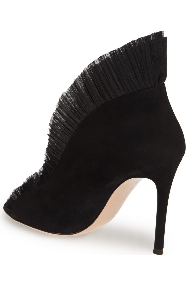 Gianvito Rossi Ruffled Tulle Bootie, Alternate, color,