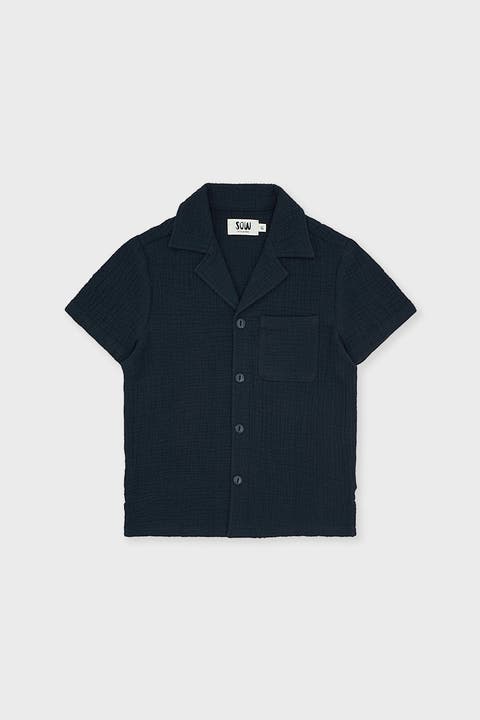 Organic Cotton Camp Collar Waffle Shirt