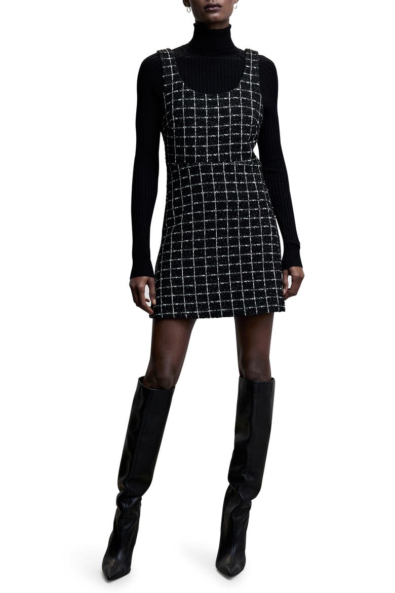 Tweed Minidress, Main, color, BLACK