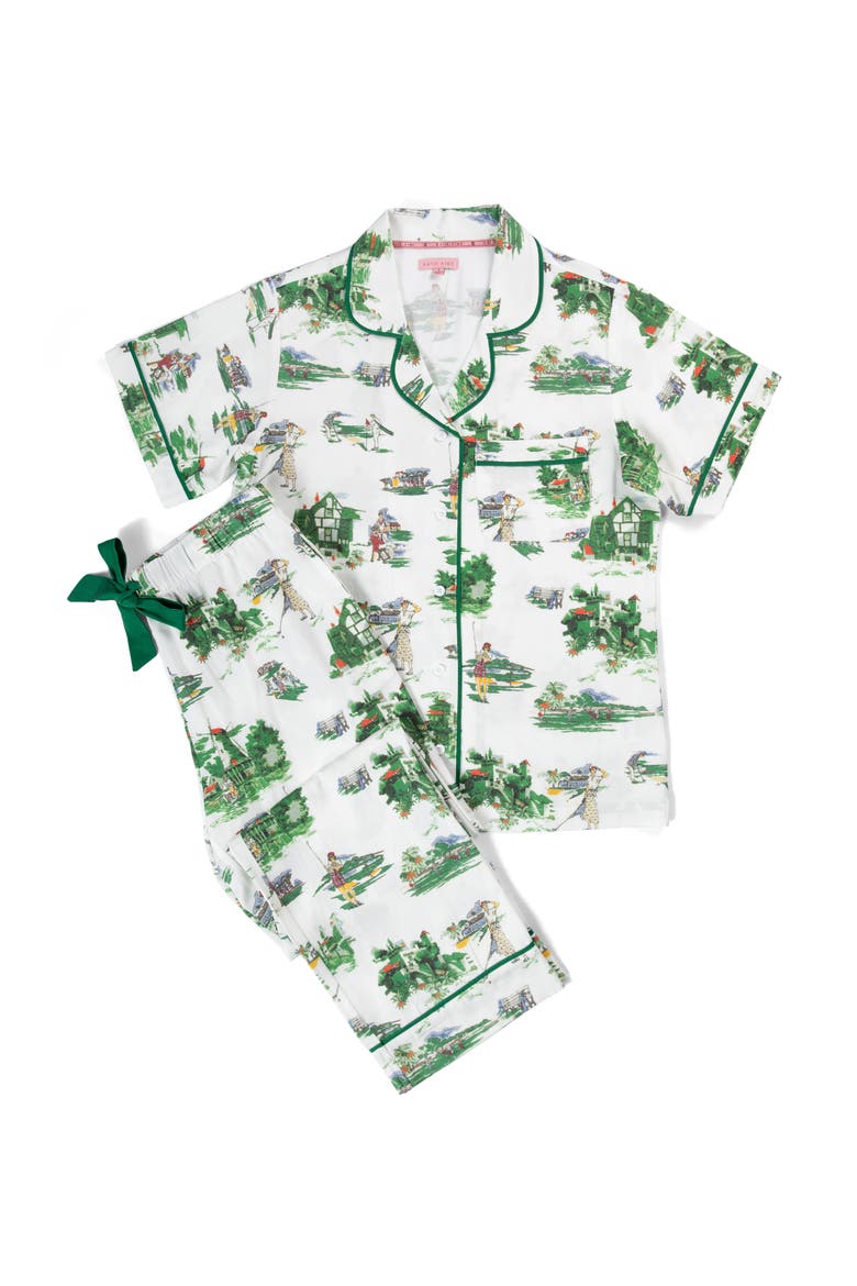 Golf Toile Pajama Pants Set, Alternate, color, Green