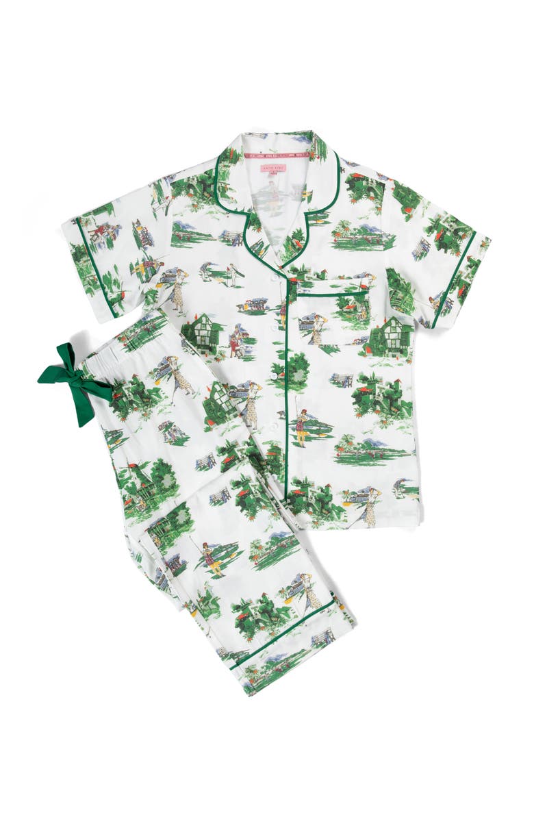 Katie Kime Golf Toile Pajama Pants Set, Alternate, color, Green