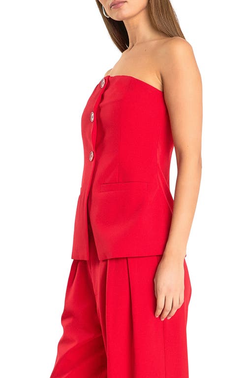 Endless Rose Button Strapless Top In Red