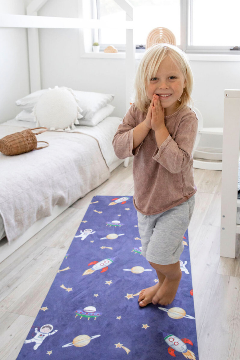 Kids Yoga Mat, Alternate, color, Space Print