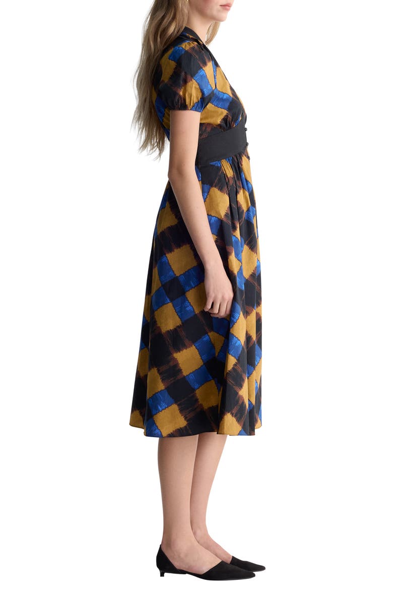 Erica Plaid Button Front Midi Dress, Alternate, color, BUFFALO PLAID MID CARAWAY