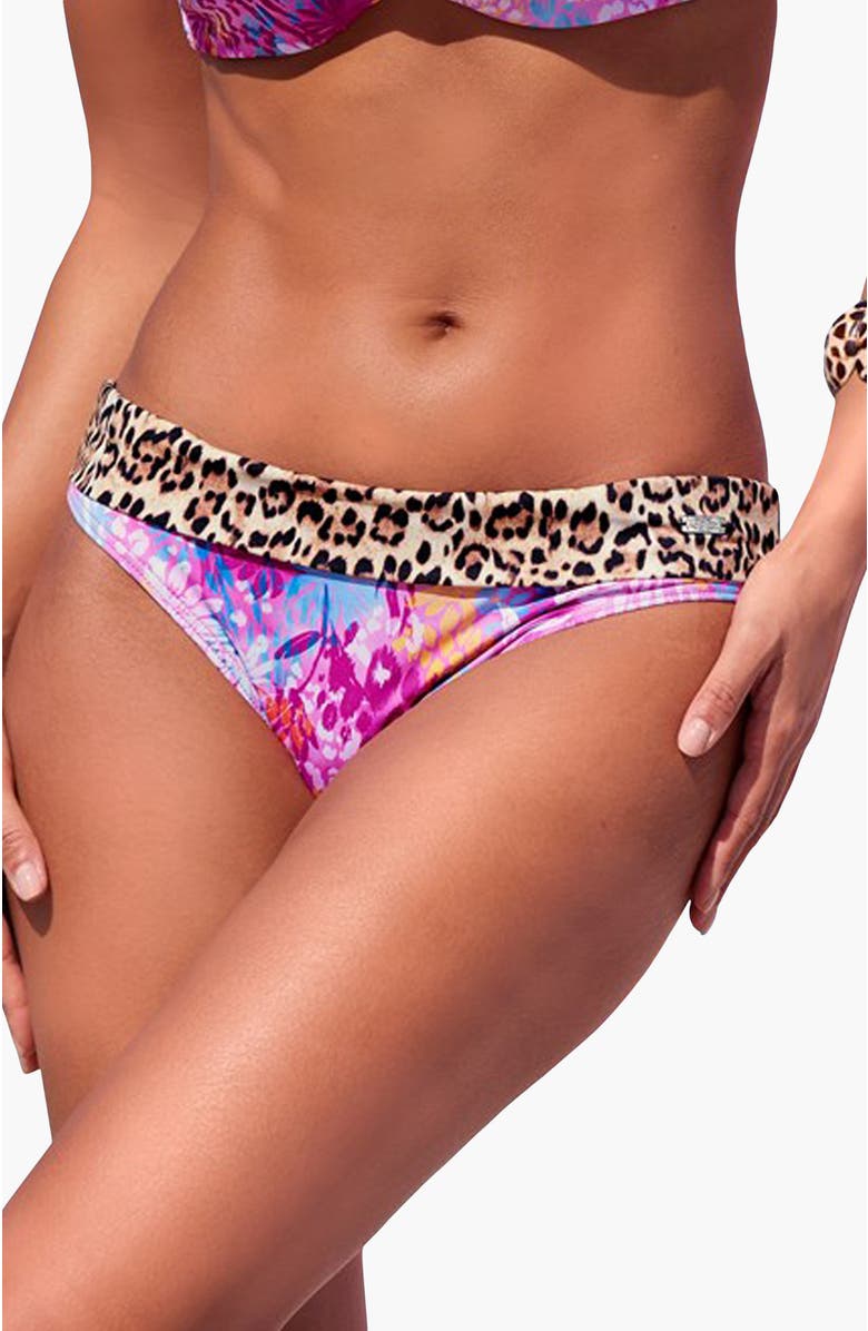 LASCANA Leopard Fold Over Bikini Bottom, Main, color, Rose Printed