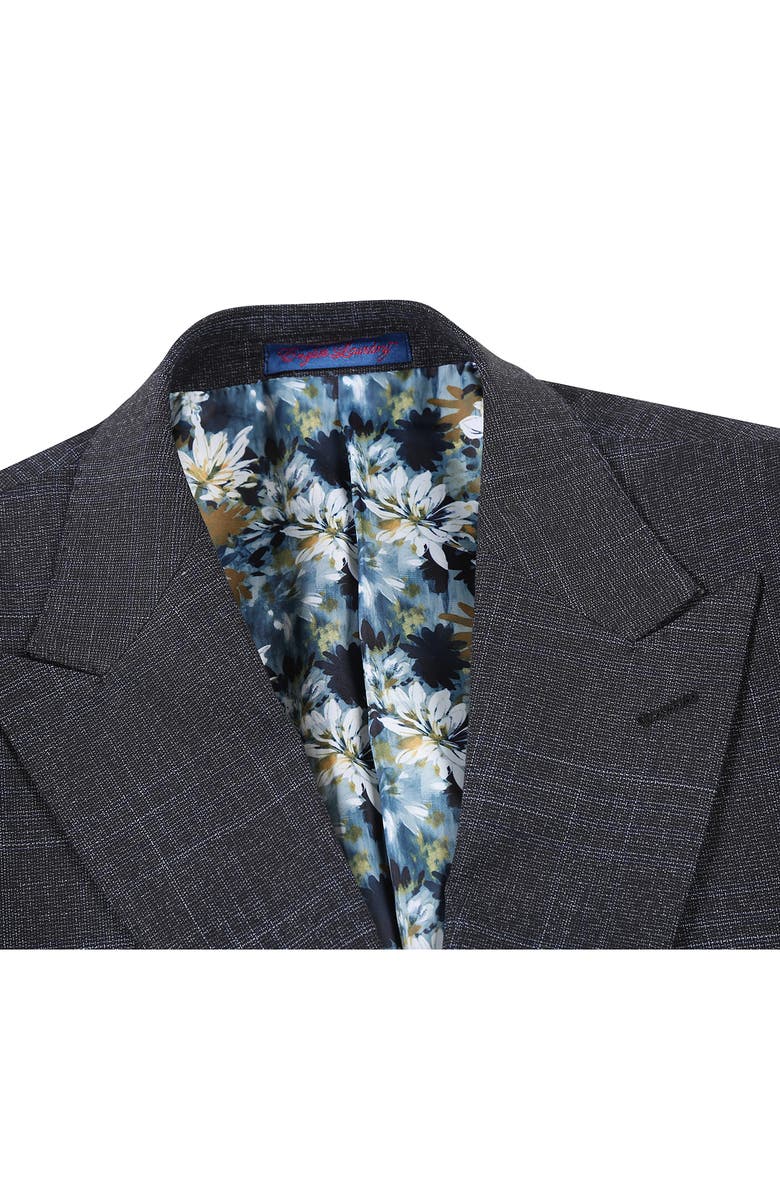 English Laundry Plaid Trim Fit Peak Lapel Two-Piece Suit, Alternate, color, Navy