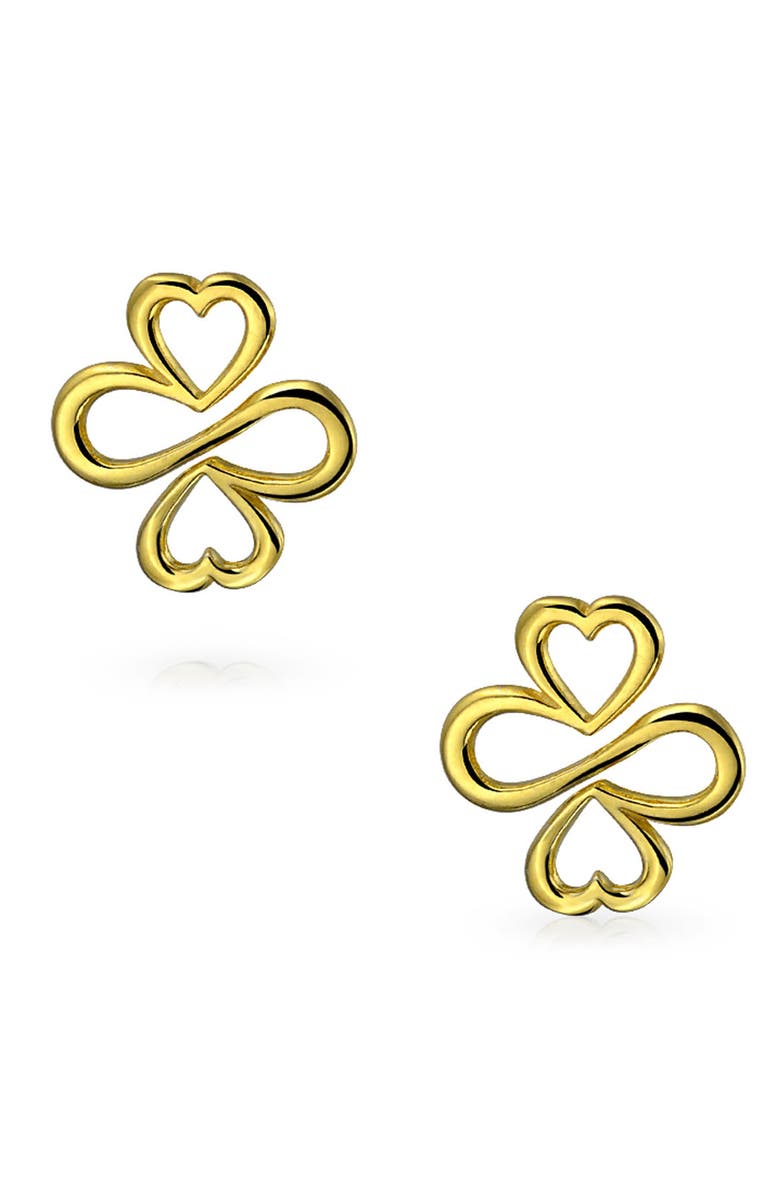BLING JEWELRY Ayllu Come Together Yellow Gold Plated Sterling Silver Stud Earrings, Main, color, 