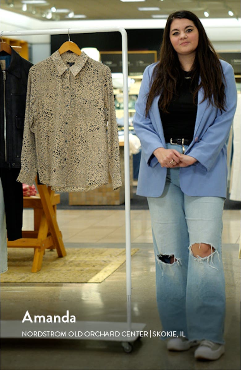 Kate Wild Cat Print Button-Up Shirt, sales video thumbnail