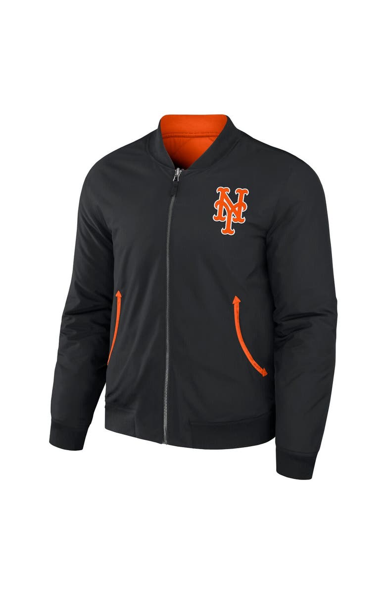 Darius Rucker Collection by Fanatics Men's Darius Rucker Collection by Fanatics Black/Orange New York Mets Reversible Full-Zip Bomber Jacket, Alternate, color, Black
