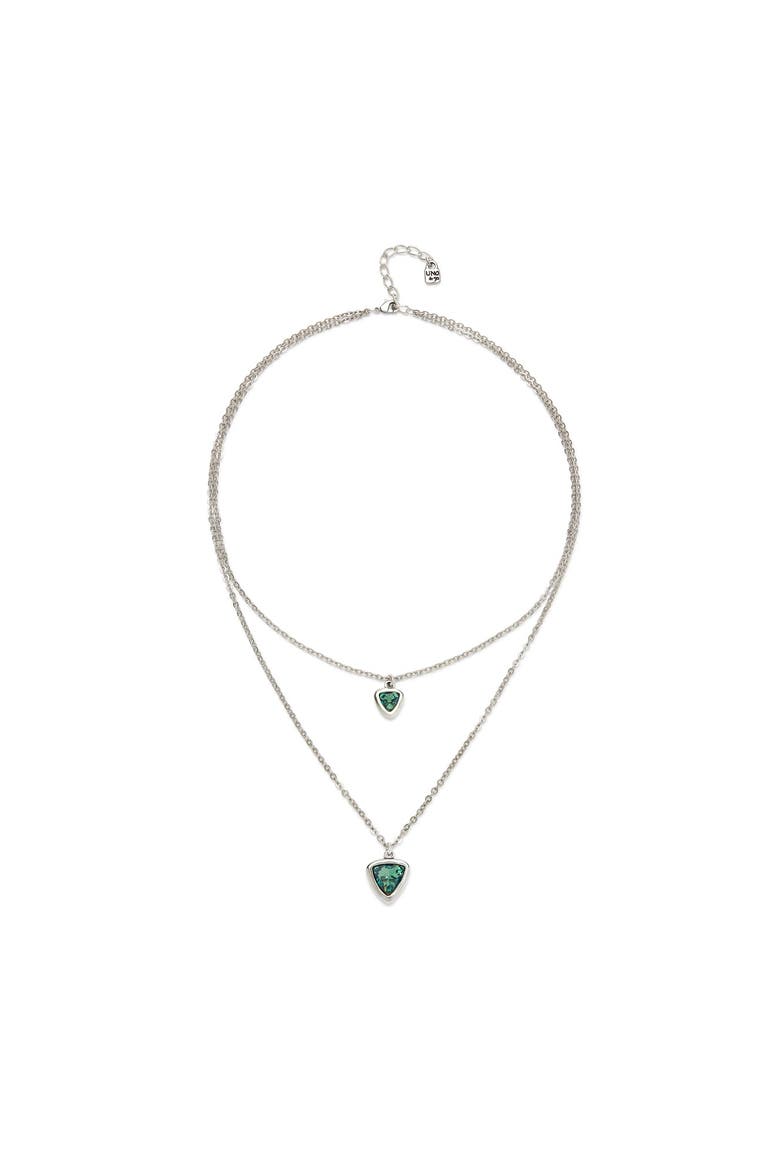 Green Triangle Pendant Necklace, Main, color, Silver