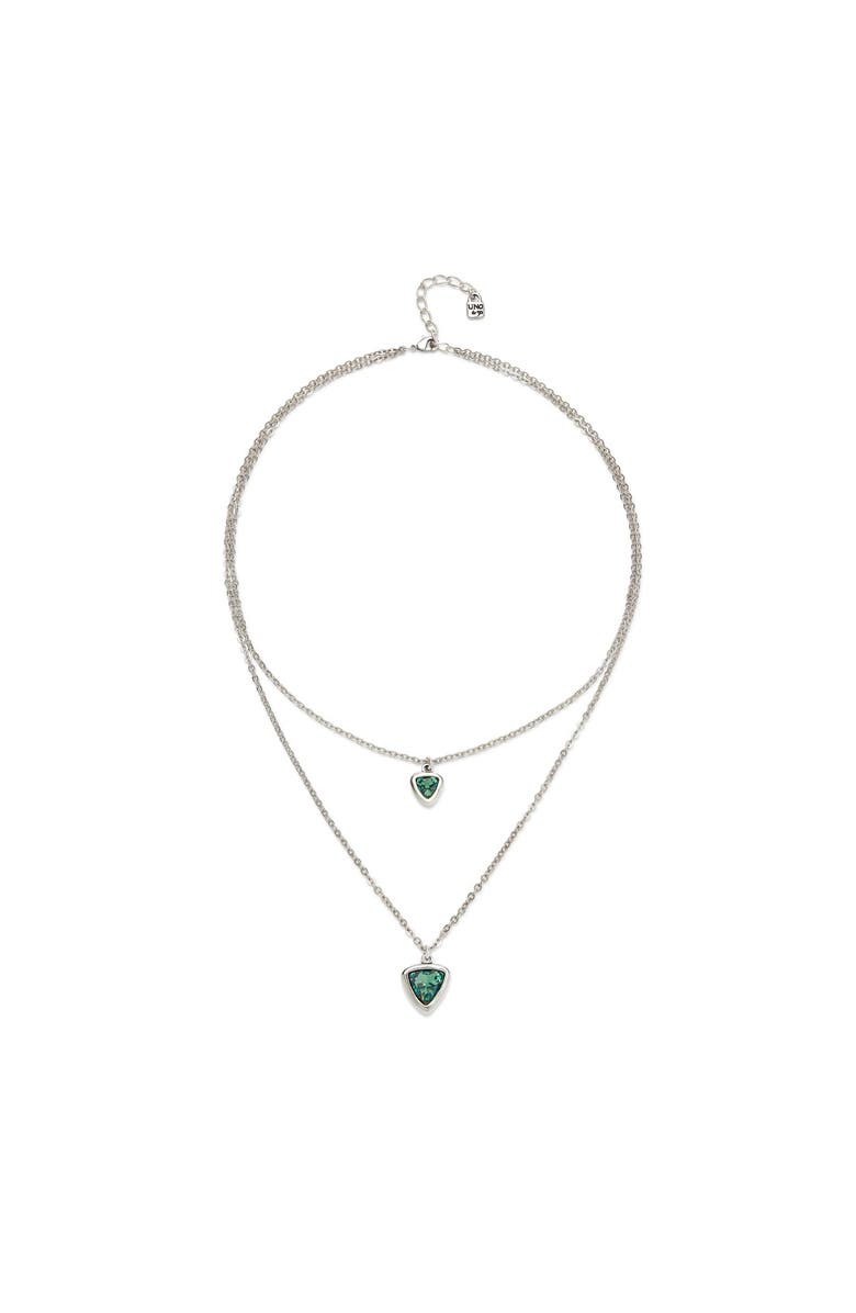 UNODE50 Green Triangle Pendant Necklace, Main, color, Silver