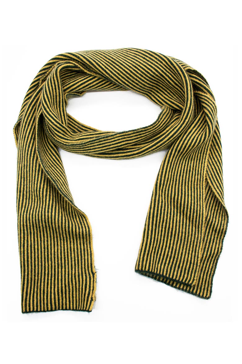Stripe Knit Scarf, Main, color, FOREST/ MUSTARD