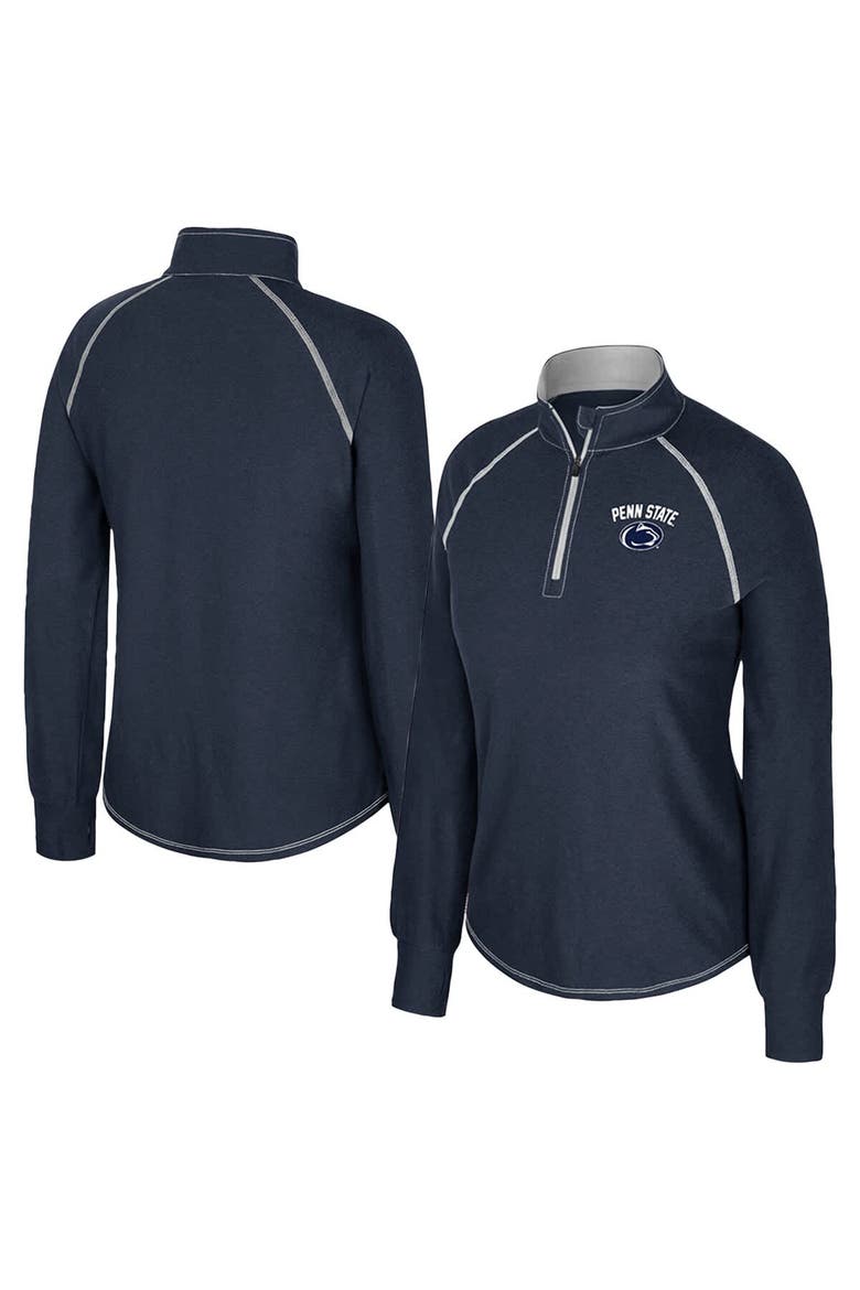 Women's Colosseum Navy Penn State Nittany Lions Bikram Raglan Quarter-Zip Top, Main, color, Navy
