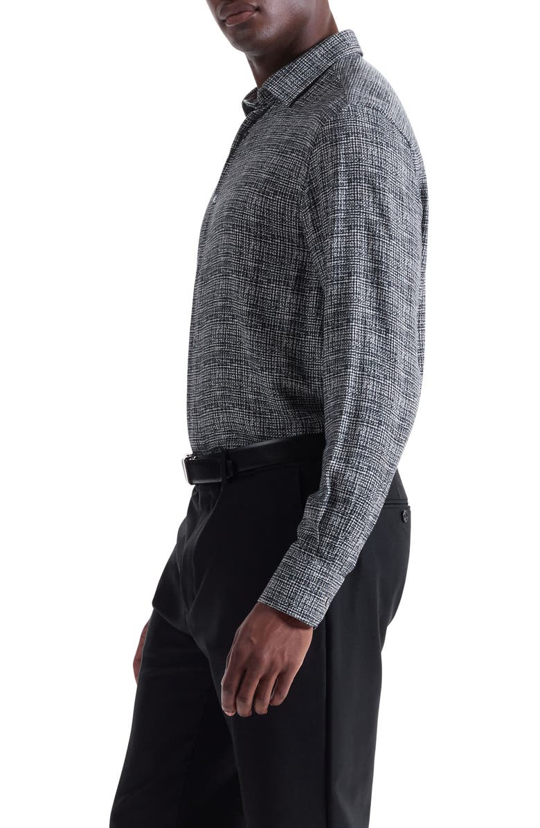 Bugatchi Julian Shaped Fit Pebble Print EcoVero<sup>™</sup> Viscose Button-Up Shirt, Alternate, color, Black