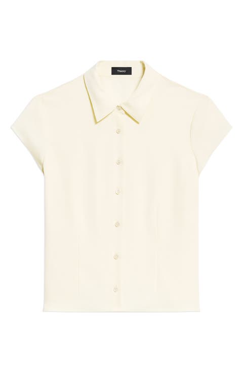 Cap Sleeve Silk Shirt