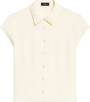 Theory Cap Sleeve Silk Shirt