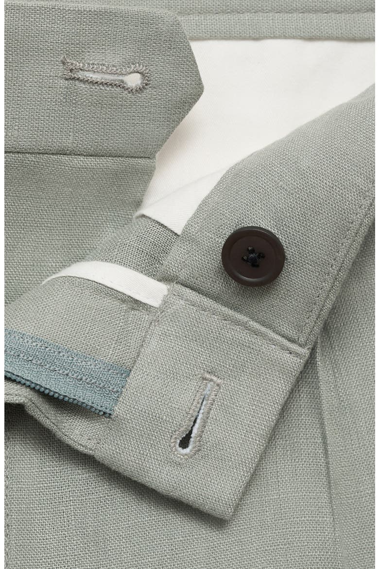 Pleated Linen Bermuda Shorts, Alternate, color, AQUA GREEN