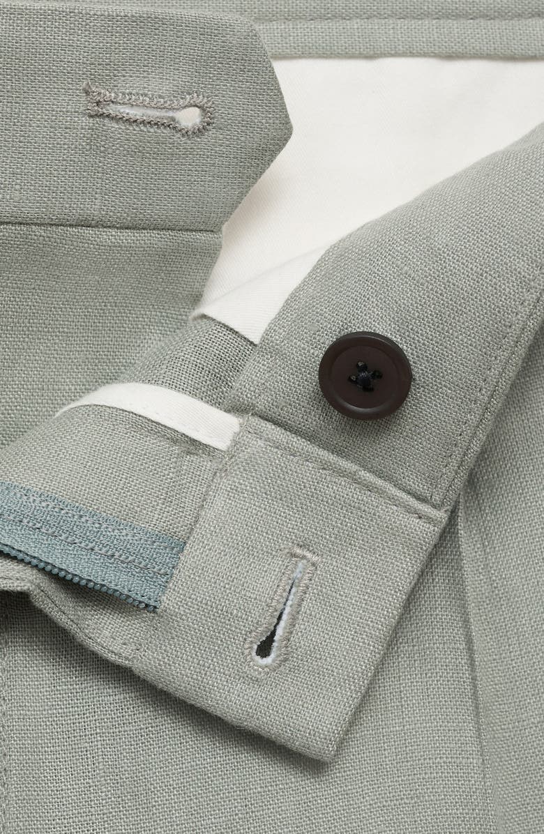 MANGO Pleated Linen Bermuda Shorts, Alternate, color, Aqua Green