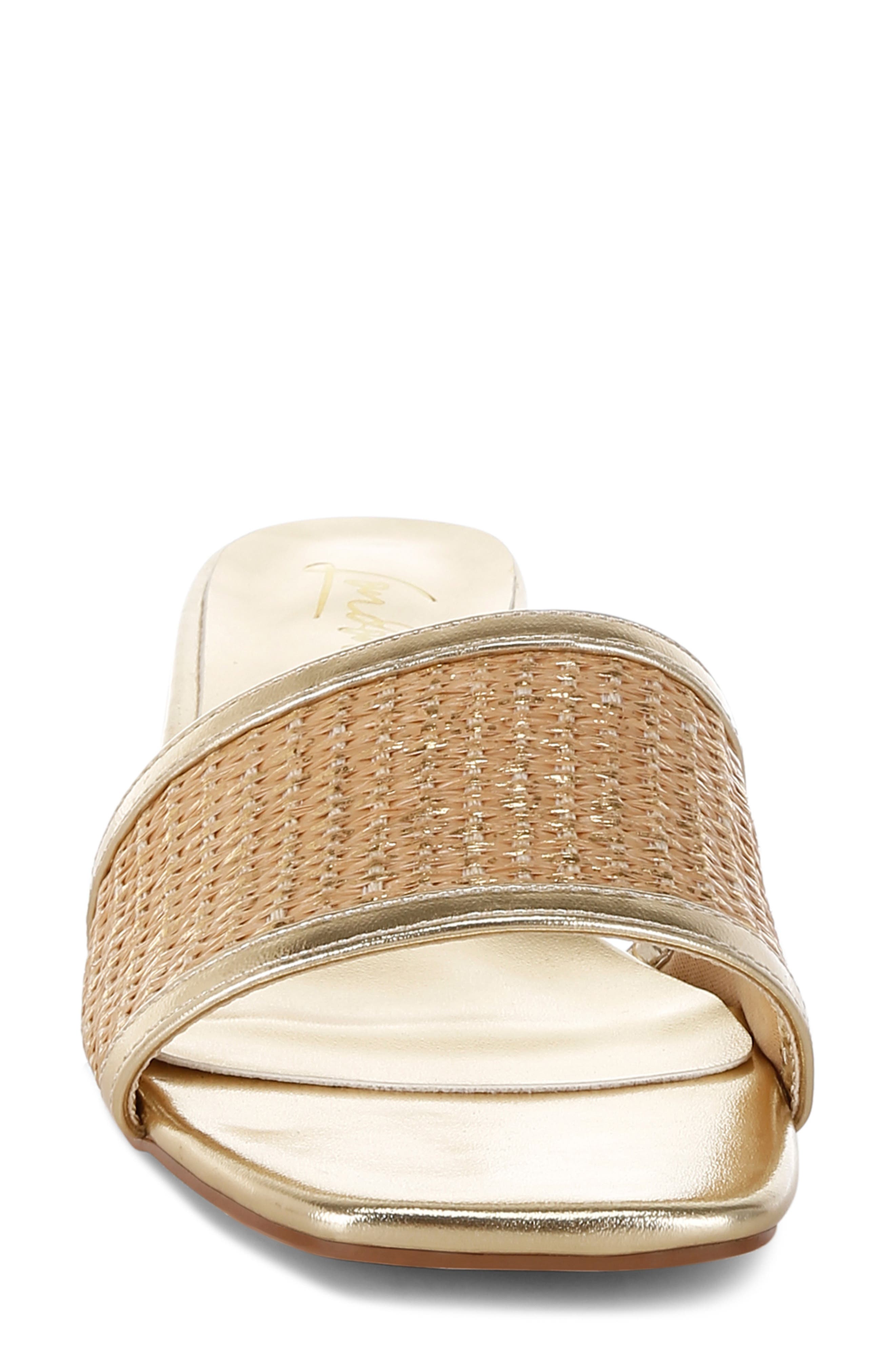 Gisella Raffia Slide Sandal, Alternate, color, GOLD