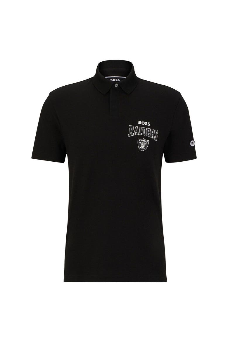 Men's BOSS X NFL  Black/White Las Vegas Raiders Punter Polo, Main, color, Black